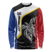 Personalised PNG Gulf Province Long Sleeve Shirt Bird of Paradise Tattoo Flag Motif LT9 Unisex Black - Polynesian Pride