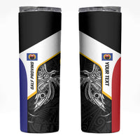 Personalised PNG Gulf Province Skinny Tumbler Bird of Paradise Tattoo Flag Motif LT9 Black - Polynesian Pride