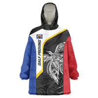 Personalised PNG Gulf Province Wearable Blanket Hoodie Bird of Paradise Tattoo Flag Motif LT9 One Size Black - Polynesian Pride