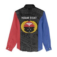 Personalised PNG Gulf Province Women Casual Shirt Bird of Paradise Tattoo Flag Motif LT9 - Polynesian Pride