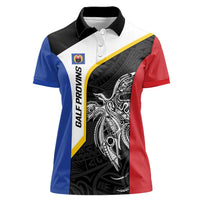 Personalised PNG Gulf Province Women Polo Shirt Bird of Paradise Tattoo Flag Motif LT9 Female Black - Polynesian Pride