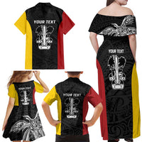 Personalised PNG Madang Province Family Matching Off Shoulder Maxi Dress and Hawaiian Shirt Bird of Paradise Tattoo Flag Motif LT9 - Polynesian Pride