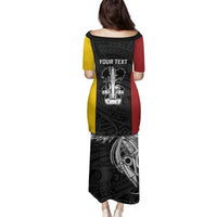Personalised PNG Madang Province Family Matching Puletasi and Hawaiian Shirt Bird of Paradise Tattoo Flag Motif LT9 - Polynesian Pride