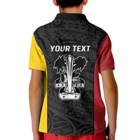 Personalised PNG Madang Province Kid Polo Shirt Bird of Paradise Tattoo Flag Motif LT9 - Polynesian Pride
