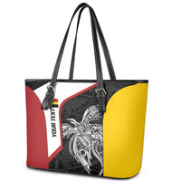 Personalised PNG Madang Province Leather Tote Bag Bird of Paradise Tattoo Flag Motif LT9 - Polynesian Pride