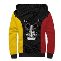 Personalised PNG Madang Province Sherpa Hoodie Bird of Paradise Tattoo Flag Motif LT9 - Polynesian Pride