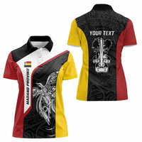 Personalised PNG Madang Province Women Polo Shirt Bird of Paradise Tattoo Flag Motif LT9 - Polynesian Pride