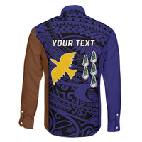 Personalised PNG Manus Province Family Matching Off The Shoulder Long Sleeve Dress and Hawaiian Shirt Bird of Paradise Tattoo Flag Motif LT9 - Polynesian Pride