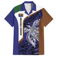 Personalised PNG Manus Province Family Matching Summer Maxi Dress and Hawaiian Shirt Bird of Paradise Tattoo Flag Motif LT9 Dad's Shirt - Short Sleeve Blue - Polynesian Pride