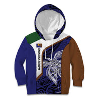 Personalised PNG Manus Province Kid Hoodie Bird of Paradise Tattoo Flag Motif LT9 Hoodie Blue - Polynesian Pride