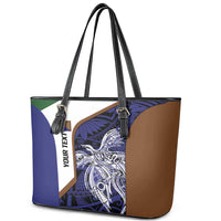 Personalised PNG Manus Province Leather Tote Bag Bird of Paradise Tattoo Flag Motif LT9 - Polynesian Pride