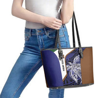 Personalised PNG Manus Province Leather Tote Bag Bird of Paradise Tattoo Flag Motif LT9 - Polynesian Pride