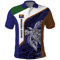 Personalised PNG Manus Province Polo Shirt Bird of Paradise Tattoo Flag Motif - Polynesian Pride