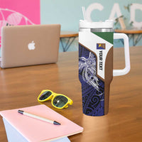 Personalised PNG Manus Province Tumbler With Handle Bird of Paradise Tattoo Flag Motif LT9 - Polynesian Pride