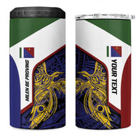 Personalised PNG Milne Bay Province 4 in 1 Can Cooler Tumbler Bird of Paradise Tattoo Flag Motif LT9 One Size: 16 oz Blue - Polynesian Pride