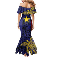 Personalised PNG Milne Bay Province Family Matching Mermaid Dress and Hawaiian Shirt Bird of Paradise Tattoo Flag Motif LT9 - Polynesian Pride
