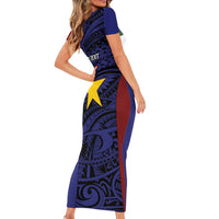 Personalised PNG Milne Bay Province Family Matching Short Sleeve Bodycon Dress and Hawaiian Shirt Bird of Paradise Tattoo Flag Motif LT9 - Polynesian Pride