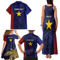 Personalised PNG Milne Bay Province Family Matching Tank Maxi Dress and Hawaiian Shirt Bird of Paradise Tattoo Flag Motif LT9 - Polynesian Pride