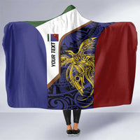 Personalised PNG Milne Bay Province Hooded Blanket Bird of Paradise Tattoo Flag Motif LT9 One Size Blue - Polynesian Pride