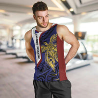 Personalised PNG Milne Bay Province Men Tank Top Bird of Paradise Tattoo Flag Motif LT9 Blue - Polynesian Pride