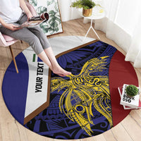 Personalised PNG Milne Bay Province Round Carpet Bird of Paradise Tattoo Flag Motif LT9 - Polynesian Pride