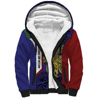 Personalised PNG Milne Bay Province Sherpa Hoodie Bird of Paradise Tattoo Flag Motif LT9 Unisex Blue - Polynesian Pride