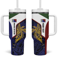 Personalised PNG Milne Bay Province Tumbler With Handle Bird of Paradise Tattoo Flag Motif LT9 One Size: 40 oz Blue - Polynesian Pride