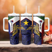 Personalised PNG Milne Bay Province Tumbler With Handle Bird of Paradise Tattoo Flag Motif LT9 - Polynesian Pride