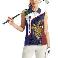 Personalised PNG Milne Bay Province Women Sleeveless Polo Shirt Bird of Paradise Tattoo Flag Motif LT9 - Polynesian Pride