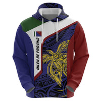 Personalised PNG Milne Bay Province Zip Hoodie Bird of Paradise Tattoo Flag Motif LT9 - Polynesian Pride