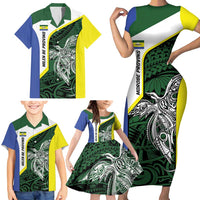 Personalised PNG Morobe Province Family Matching Short Sleeve Bodycon Dress and Hawaiian Shirt Bird of Paradise Tattoo Flag Motif LT9 - Polynesian Pride