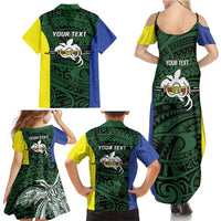 Personalised PNG Morobe Province Family Matching Summer Maxi Dress and Hawaiian Shirt Bird of Paradise Tattoo Flag Motif LT9 - Polynesian Pride