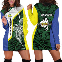 Personalised PNG Morobe Province Hoodie Dress Bird of Paradise Tattoo Flag Motif LT9 - Polynesian Pride