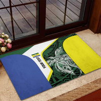 Personalised PNG Morobe Province Rubber Doormat Bird of Paradise Tattoo Flag Motif - Polynesian Pride