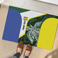 Personalised PNG Morobe Province Rubber Doormat Bird of Paradise Tattoo Flag Motif - Polynesian Pride
