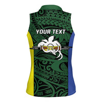 Personalised PNG Morobe Province Women Sleeveless Polo Shirt Bird of Paradise Tattoo Flag Motif LT9 - Polynesian Pride