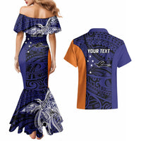 Personalised PNG New Ireland Couples Matching Mermaid Dress and Hawaiian Shirt Bird of Paradise Tattoo Flag Motif LT9 - Polynesian Pride