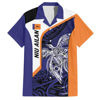 Personalised PNG New Ireland Family Matching Off Shoulder Short Dress and Hawaiian Shirt Bird of Paradise Tattoo Flag Motif LT9 Dad's Shirt - Short Sleeve Orange - Polynesian Pride