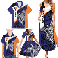 Personalised PNG New Ireland Family Matching Summer Maxi Dress and Hawaiian Shirt Bird of Paradise Tattoo Flag Motif LT9 - Polynesian Pride
