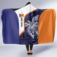 Personalised PNG New Ireland Hooded Blanket Bird of Paradise Tattoo Flag Motif LT9 One Size Orange - Polynesian Pride