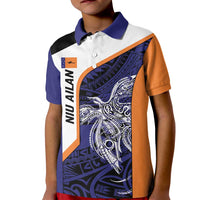 Personalised PNG New Ireland Kid Polo Shirt Bird of Paradise Tattoo Flag Motif LT9 Kid Orange - Polynesian Pride