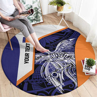 Personalised PNG New Ireland Round Carpet Bird of Paradise Tattoo Flag Motif - Polynesian Pride