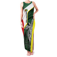 Personalised PNG Oro Province Family Matching Tank Maxi Dress and Hawaiian Shirt Bird of Paradise Tattoo Flag Motif LT9 Mom's Dress Green - Polynesian Pride