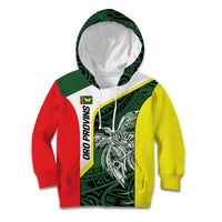 Personalised PNG Oro Province Kid Hoodie Bird of Paradise Tattoo Flag Motif LT9 Hoodie Green - Polynesian Pride