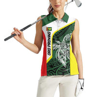 Personalised PNG Oro Province Women Sleeveless Polo Shirt Bird of Paradise Tattoo Flag Motif LT9 - Polynesian Pride