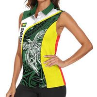 Personalised PNG Oro Province Women Sleeveless Polo Shirt Bird of Paradise Tattoo Flag Motif LT9 - Polynesian Pride