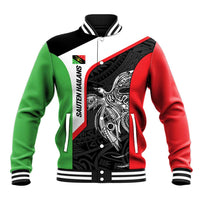 Personalised PNG Southern Highlands Province Baseball Jacket Bird of Paradise Tattoo Flag Motif LT9 Unisex Red - Polynesian Pride