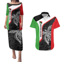 Personalised PNG Southern Highlands Province Couples Matching Puletasi and Hawaiian Shirt Bird of Paradise Tattoo Flag Motif LT9 Red - Polynesian Pride