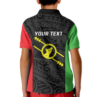 Personalised PNG Southern Highlands Province Kid Polo Shirt Bird of Paradise Tattoo Flag Motif LT9 - Polynesian Pride