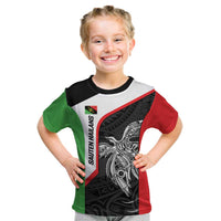 Personalised PNG Southern Highlands Province Kid T Shirt Bird of Paradise Tattoo Flag Motif LT9 Red - Polynesian Pride